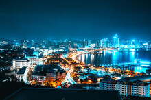 Panorama Of The Night Baku. View From A Height. Republic Of Azerbaijan
