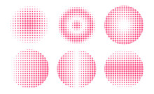 Collection Of Circular Halftones With Big Dots. Pink Halftone Free Vector