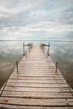 Old Wooden Dock On Lake