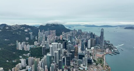 Sticker - Drone fly over Hong Kong city