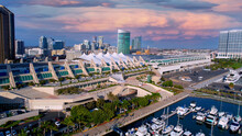 Panoramic View Of San Diego At Sunset, San Diego Convention Center, United States