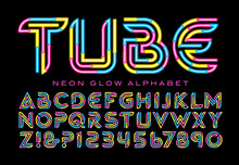 An Alphabet With The Effect Of Tri-colored Neon Tubes.