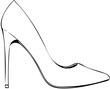 High heel shoe, women footwear, outline illustration
