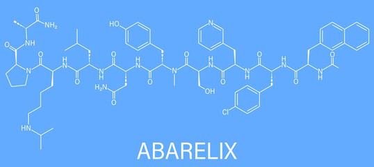 Poster - Abarelix drug molecule. Gonadotropin-releasing hormone, GnRH antagonist. Skeletal formula.