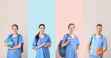 Sticker - Set of medical students on colorful background