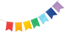 Colorful Festive Bunting Flags On White Background