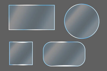 Wall Mural - flat set with glass plates different shape. glass banner. vector illustration. stock image.