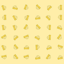 Pattern Of Cartoonized Cheese, Yellow Background