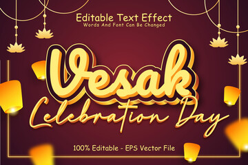 Wall Mural - Vesak Celebration Day Editable Text Effect 3 Dimension Emboss Modern Style