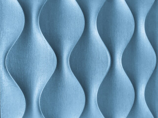 Wall Mural - light blue 3d interior decorative wall panel with unusual wavy geometric shape. denim background wit