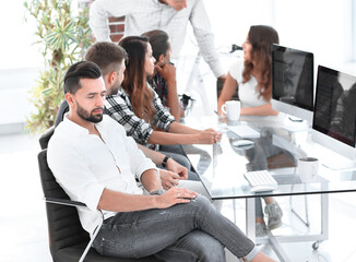 Poster - businessman and his creative team working