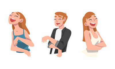 Poster - Laughing Out Loud Man and Woman Character Feeling Amused and Full of Fun Vector Set