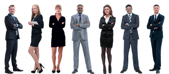 Sticker - group of successful business people standing in a row.