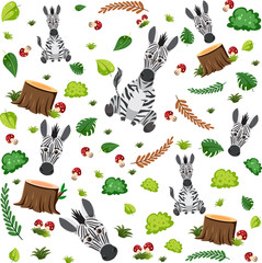 Sticker - Cute zebra seamless pattern