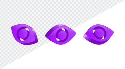 Leinwandbilder - eye view icon sign, vision see eyesight icon, social media notification icons, post reactions for social network. social media views symbol shape, 3d rendering, 3d illustration