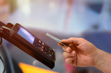 Wall Mural - contactless payments from pos device via credit card