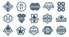 Premium Best Quality Vector Emblems Set, Black And White Badges And Logos Collection For Different Products And Business, Classic Graphic Design Elements, Insignias And Awards.