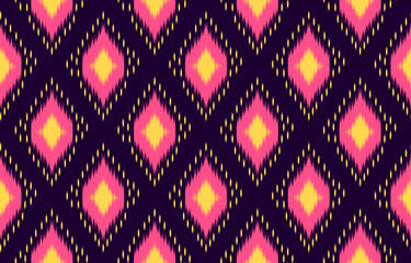 Ethnic ikat seamless pattern in tribal. Fabric American, Mexican style. Design for background, wallpaper, illustration, fabric, clothing, carpet, textile, batik, embroidery.