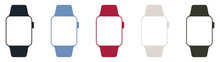 Smart Watch Mockup 2022. Color: Midnight, Blue, Red, Starlight, Green. Stock Vector 