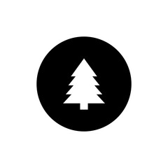 Christmass tree icon in black round