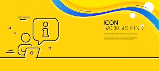 Wall Mural - Interview line icon. Abstract yellow background. Job information sign. Online business meeting symbol. Minimal interview line icon. Wave banner concept. Vector