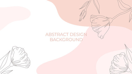 trendy abstract background with fluid shapes and floral element in pastel colors. modern geometric w