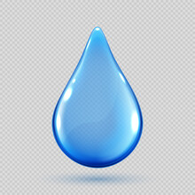 Collagen Droplet Isolated On Transparent Background. Realistic Vector Blue Drop.