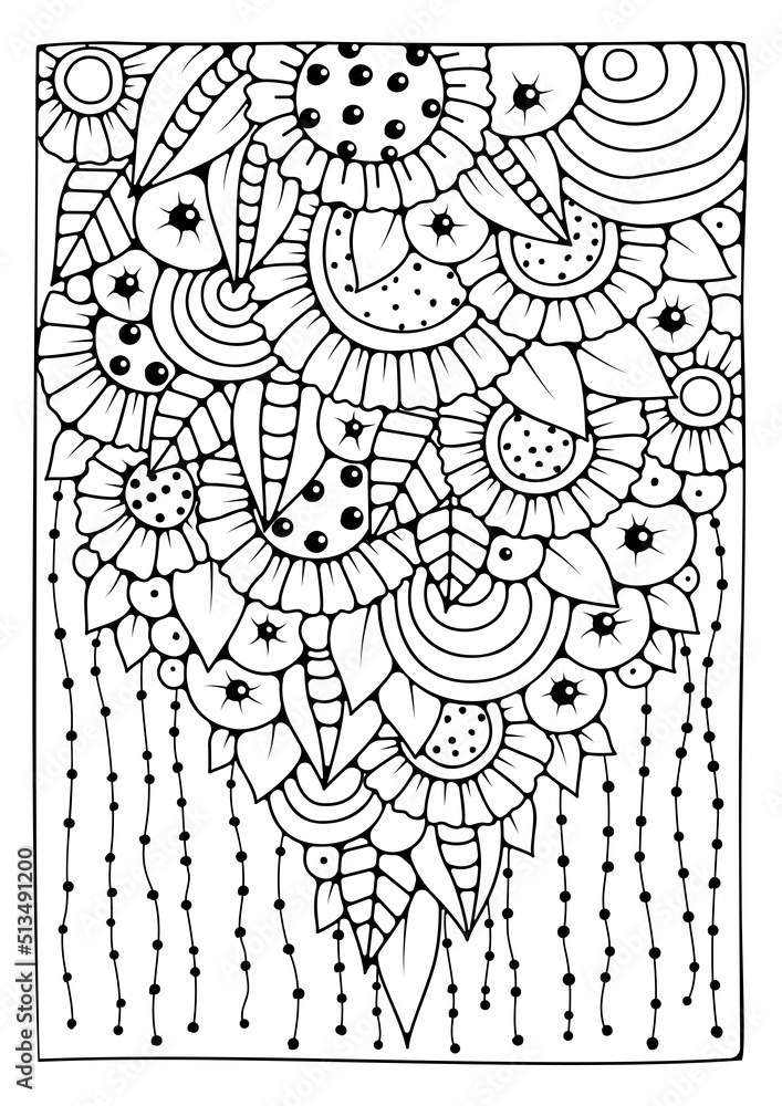 Art line flowers. Black and white background for coloring. Coloring ...