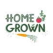 Home grown lettering with vegetables