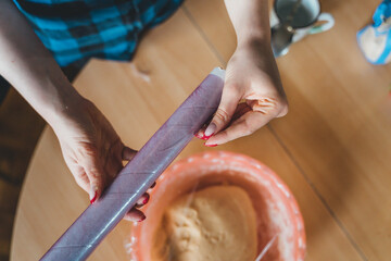 A top view of gingerbread cookies preparation 