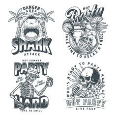 Sticker - Hot party set monochrome flyers