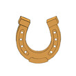 The icon of a cartoon bronze horseshoe hand drawn isolated on a white background. The concept of luck and fortune. Flat design. Vector illustration.
