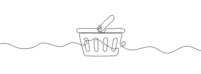Wall Mural - single continuous line drawing of a shopping cart. one continuous line of a shopping basket icon. ve