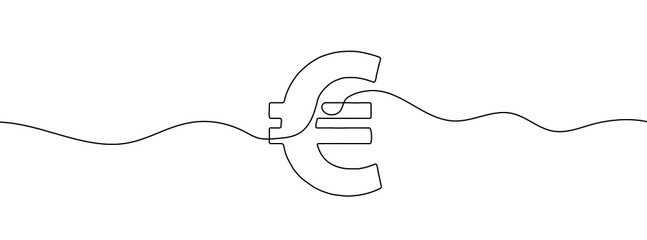 Wall Mural - single continuous line drawing of a euro currency. one continuous line of a euro currency sign. vect