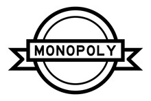 Vintage Black Color Round Label Banner With Word Monopoly On White Background