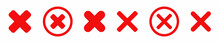 Red Cross X Vector Icon. Red Wrong Mark. No Wrong Symbol. Delete Sign. Delete, Vote Sign. Vector Illustration