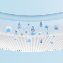 3d Synthetic Fiber Hair Absorbent Layer With Sanitary Napkin, Ventilate Shows Water Droplets For Diapers, Baby Diaper Adult Concept, 3d Render Illustration