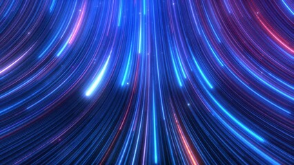 Wall Mural - Abstract colorful glow light trail with blue red particles background.
