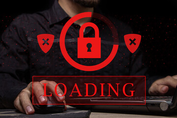 Wall Mural - computer system hack warning. the concept of a cyber attack on a computer network. malicious softwar