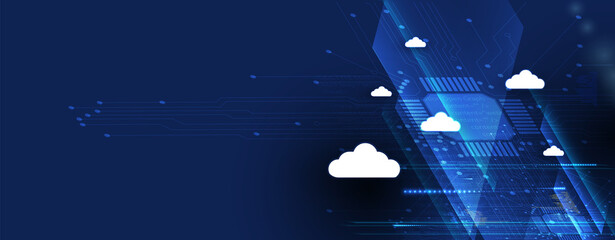 Cloud technology. Integrated digital web concept background
