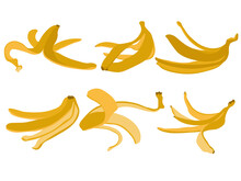Banana Peels Set, Garbage Or Substance For Recycling