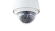 © TimmyTimTim - Closeup of white dome type cctv digital security camera isolated in white background.