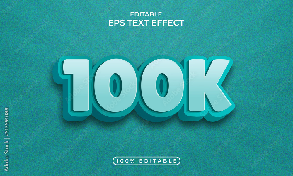 100k Editable 3d text effect Design Stock Vector | Adobe Stock