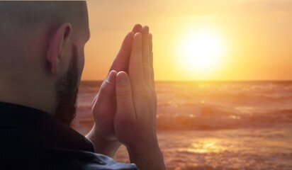 Wall Mural - Praying person hoping for better. Asking God for good luck, success, Power of religion, belief, worship. concept  faith spirituality.