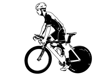 Poster - race bicyclist sketch illustration - vector
