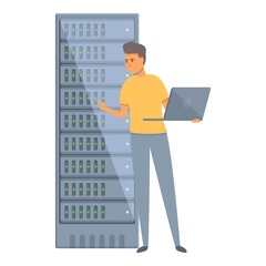 System administrator icon cartoon vector. Computer server. Engineer network