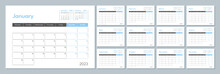 2023 Calendar Template. Corporate And Business Planner Diary. The Week Starts On Monday. Set Of 12 Months Pages.