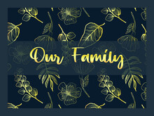 Our Family Is A Postcard. Cover For A Photo Album. Vector Stock Illustration Eps10.