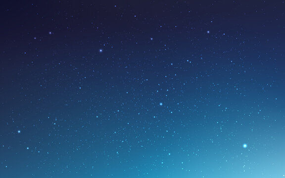 Fototapete - Blue cosmos. Realistic starry sky with gradient. Milky way with shining stars. Beautiful deep universe. Night sky with light effect. Space wallpaper. Vector illustration