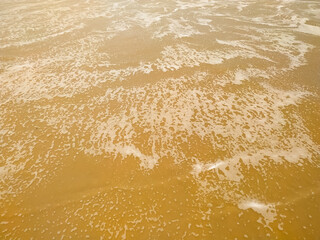 Wall Mural - Soft wave of white ocean on the sandy beach. Background.